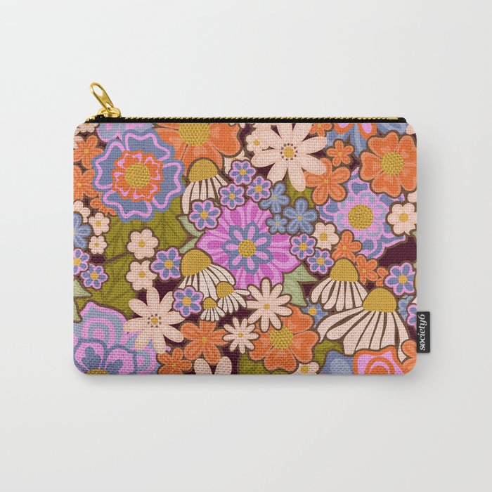 Psychedelic 70s Floral Pattern Carry All Pouch Gallery Image 1