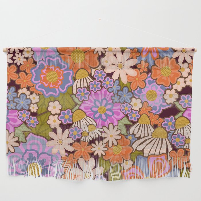 Psychedelic 70s Floral Pattern Wall Hanging Gallery Image 1
