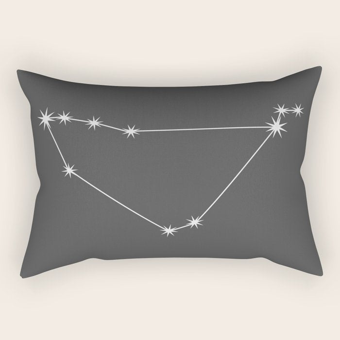 Capricorn Zodiac Star Constellation Line Art Grey Rectangular Pillow Gallery Image 2