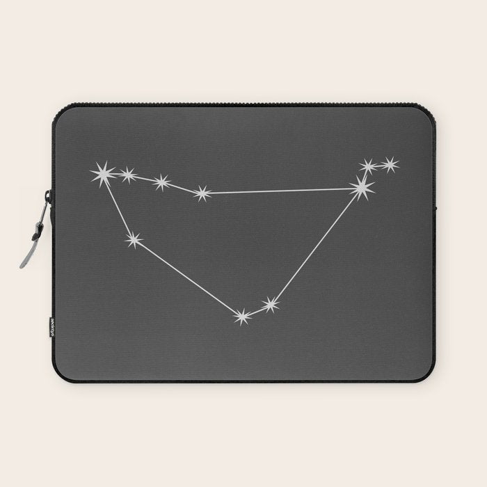 Capricorn Zodiac Star Constellation Line Art Grey Laptop Sleeve Gallery Image 1