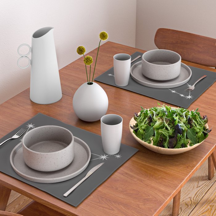 Capricorn Zodiac Star Constellation Line Art Grey Placemat Gallery Image 2