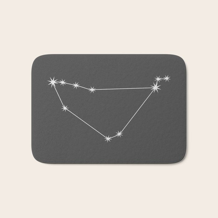Capricorn Zodiac Star Constellation Line Art Grey Bath Mat Gallery Image 1