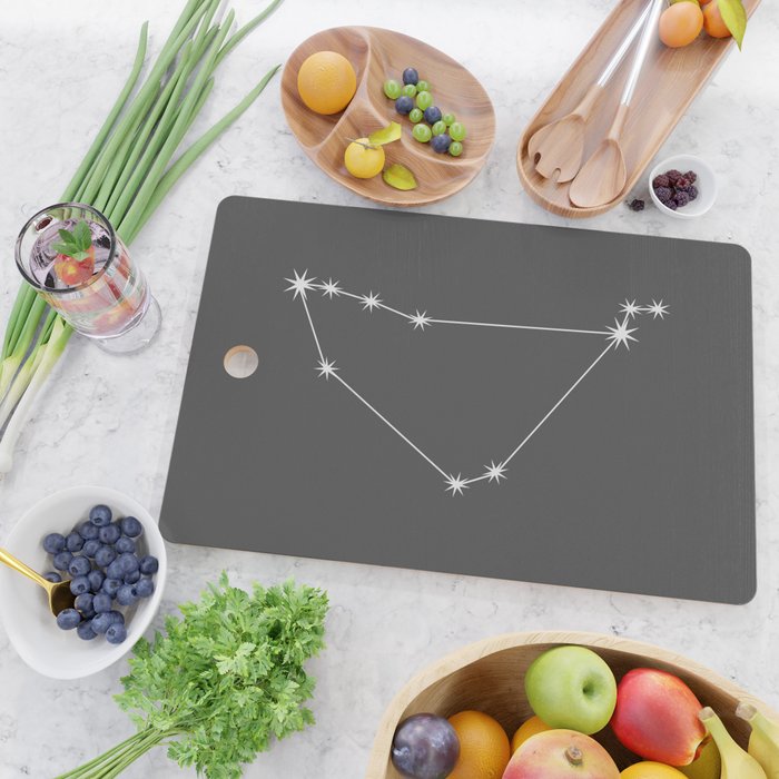 Capricorn Zodiac Star Constellation Line Art Grey Cutting Board Gallery Image 2