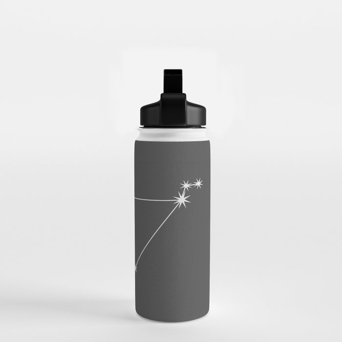 Capricorn Zodiac Star Constellation Line Art Grey Water Bottle Gallery Image 2