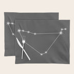 Capricorn Zodiac Star Constellation Line Art Grey Placemat Gallery Image 1