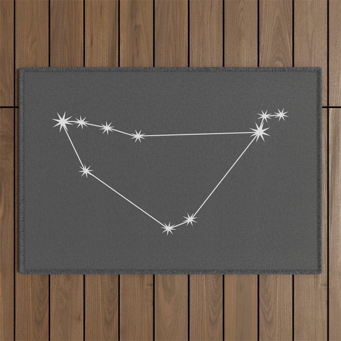 Capricorn Zodiac Star Constellation Line Art Grey Outdoor Rug Gallery Image 1
