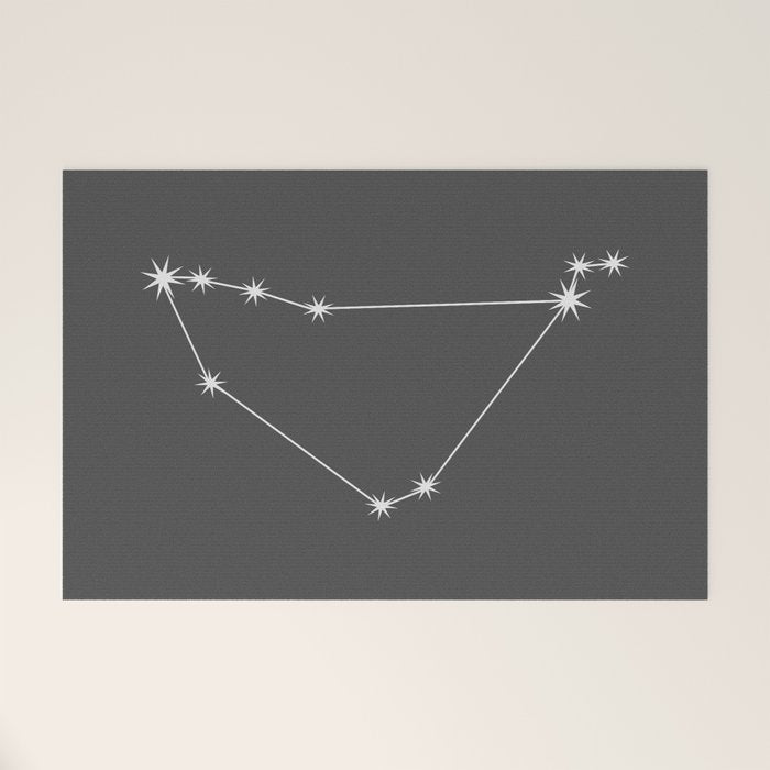 Capricorn Zodiac Star Constellation Line Art Grey Welcome Mat Gallery Image 1