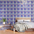 Tribal Pink Blue Fun Colorful Mid Century Modern Abstract Painting Shapes Pattern Wallpaper Gallery Image 3
