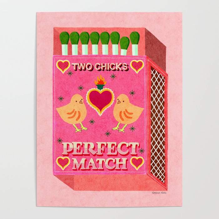 2 Chicks Perfect Match Vintage Matchbox Light Pink Palette Poster Gallery Image 4