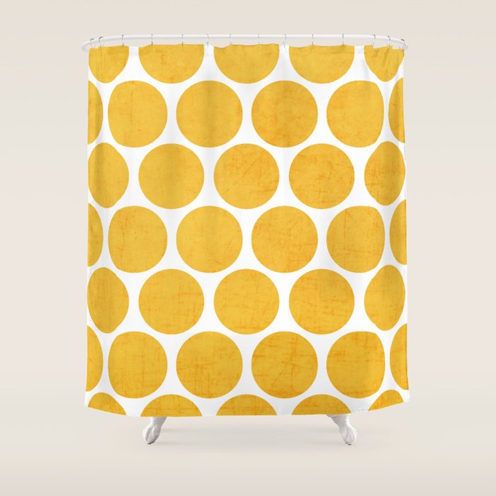yellow polka dots Shower Curtain Gallery Image 1