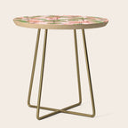 Pink Flamingos on blush pink stripes tropical midcentury Side Table Gallery Image 1
