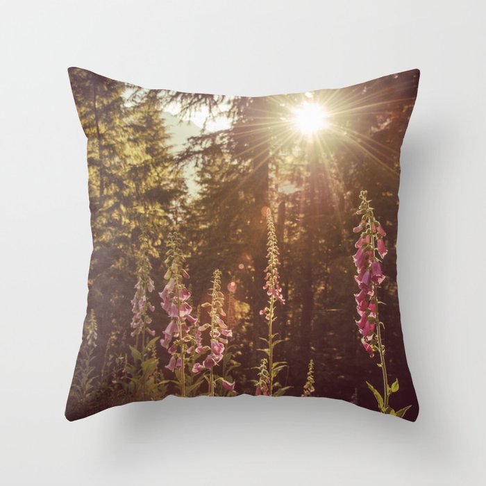 Wildflower Sunrise in the Mountains - Nature Photography Throw Pillow Gallery Image 1