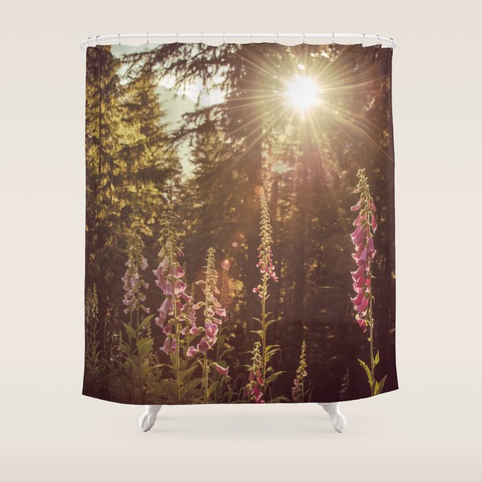 Wildflower Sunrise in the Mountains - Nature Photography Shower Curtain Gallery Image 1