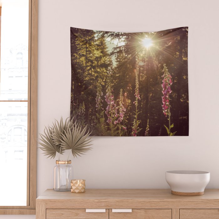 Wildflower Sunrise in the Mountains - Nature Photography Wall Tapestry Gallery Image 2