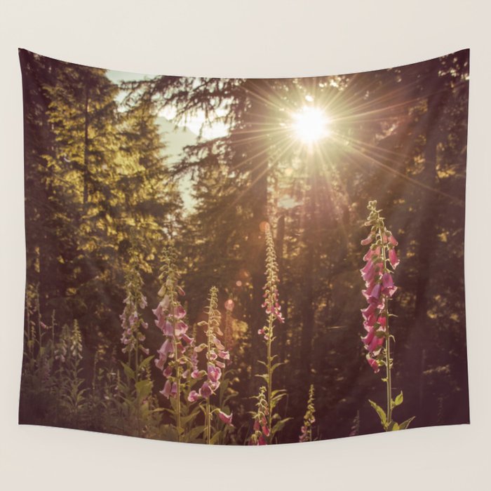 Wildflower Sunrise in the Mountains - Nature Photography Wall Tapestry Gallery Image 1