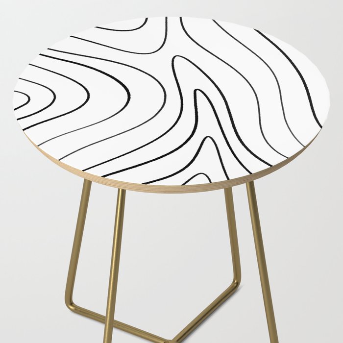 Minimalist Topographical Abstract in Black and White Side Table Gallery Image 2