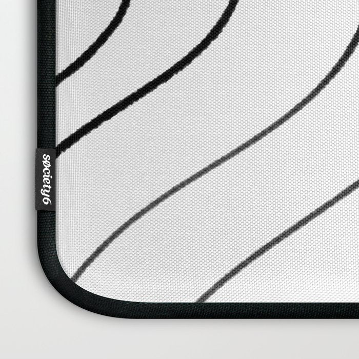 Minimalist Topographical Abstract in Black and White Laptop Sleeve Gallery Image 3