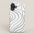 Minimalist Topographical Abstract in Black and White iPhone Case Gallery Image 1