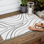 Minimalist Topographical Abstract in Black and White Outdoor Rug Gallery Image 2