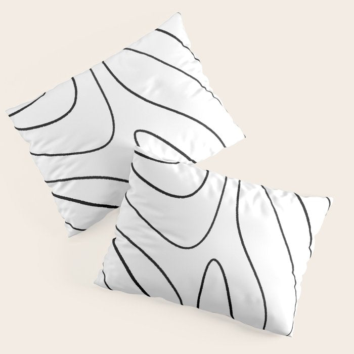 Minimalist Topographical Abstract in Black and White Pillow Sham Gallery Image 3