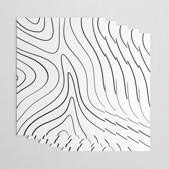 Minimalist Topographical Abstract in Black and White Wrapping Paper Gallery Image 3