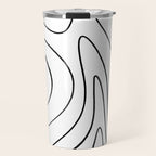Minimalist Topographical Abstract in Black and White Travel Mug Gallery Image 1