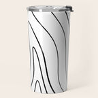 Minimalist Topographical Abstract in Black and White Travel Mug Gallery Image 2