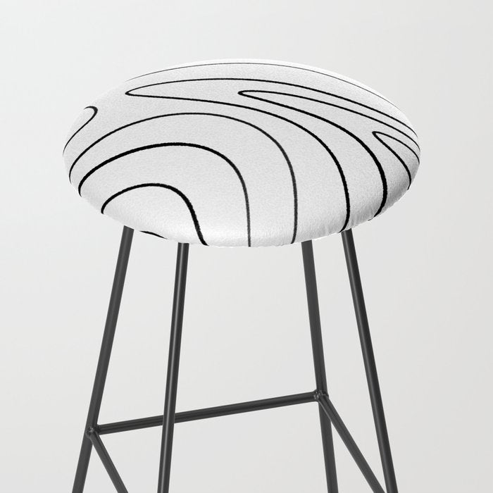 Minimalist Topographical Abstract in Black and White Stool Gallery Image 2