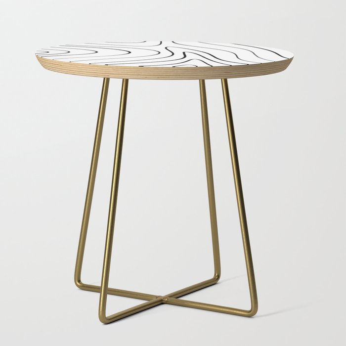 Minimalist Topographical Abstract in Black and White Side Table Gallery Image 1