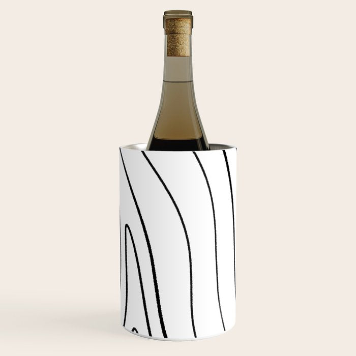 Minimalist Topographical Abstract in Black and White Wine Chiller Gallery Image 3