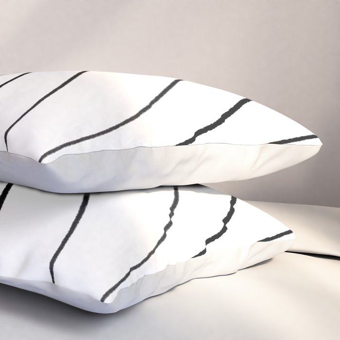 Minimalist Topographical Abstract in Black and White Pillow Sham Gallery Image 3