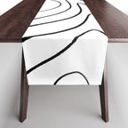 Minimalist Topographical Abstract in Black and White Table Runner Gallery Image 1