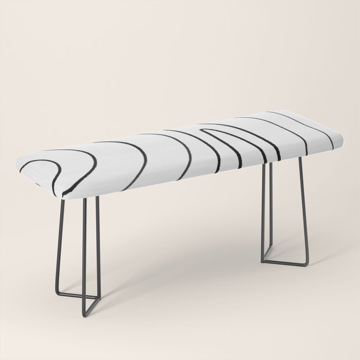 Minimalist Topographical Abstract in Black and White Bench Gallery Image 1