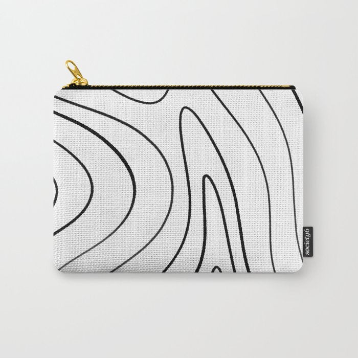 Minimalist Topographical Abstract in Black and White Carry All Pouch Gallery Image 1