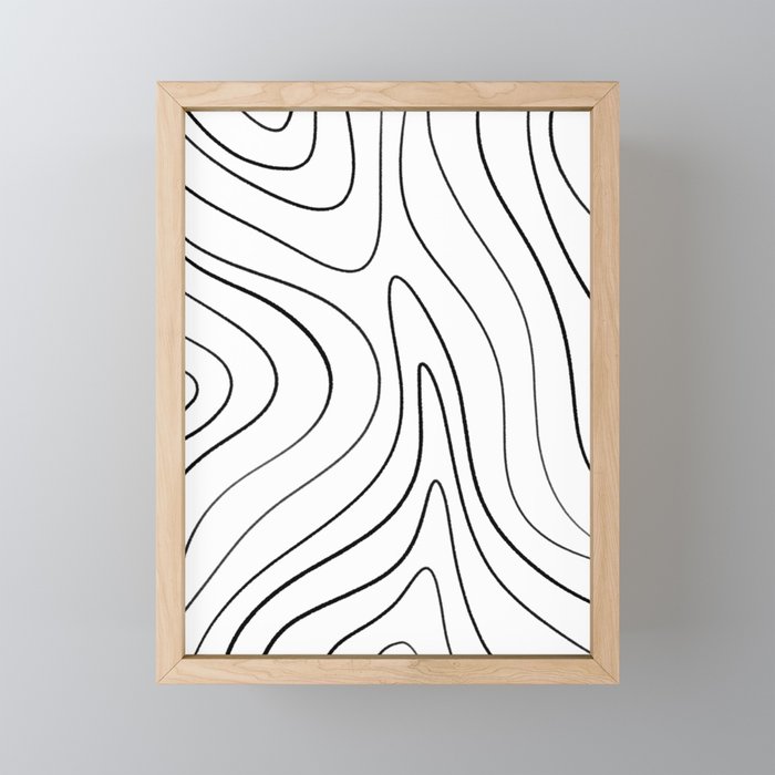 Minimalist Topographical Abstract in Black and White Mini Art Print Gallery Image 1