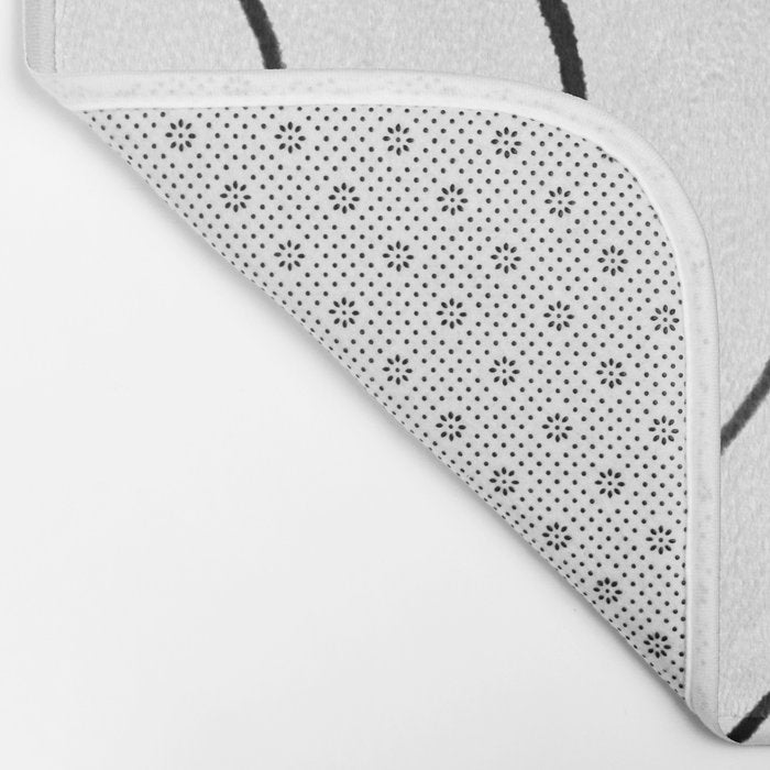 Minimalist Topographical Abstract in Black and White Bath Mat Gallery Image 2