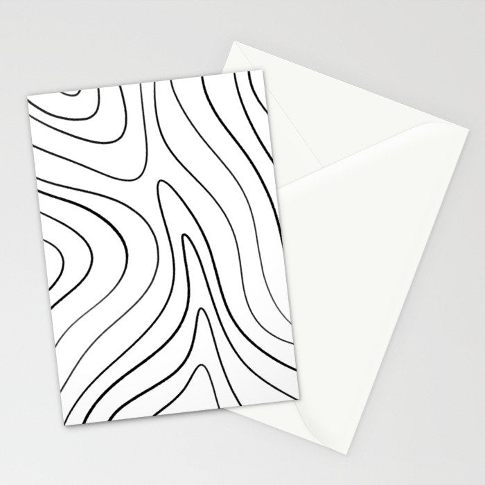 Minimalist Topographical Abstract in Black and White Stationery Card Gallery Image 2