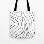 Minimalist Topographical Abstract in Black and White Tote Bag Gallery Image 1