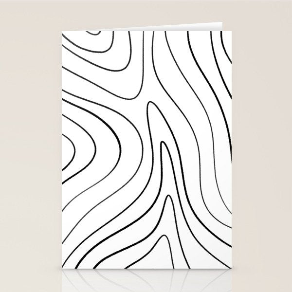 Minimalist Topographical Abstract in Black and White Stationery Card Gallery Image 2