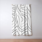 Minimalist Topographical Abstract in Black and White Window Curtain Gallery Image 3