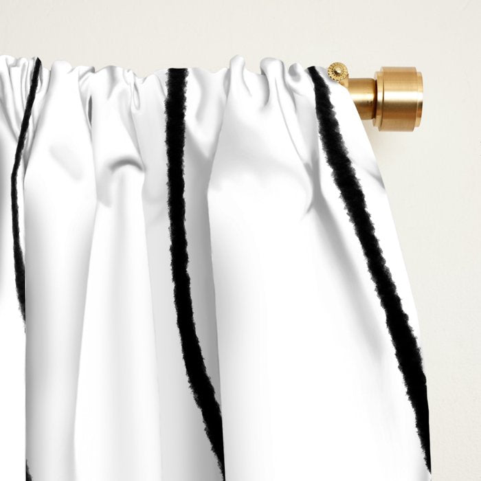 Minimalist Topographical Abstract in Black and White Window Curtain Gallery Image 2
