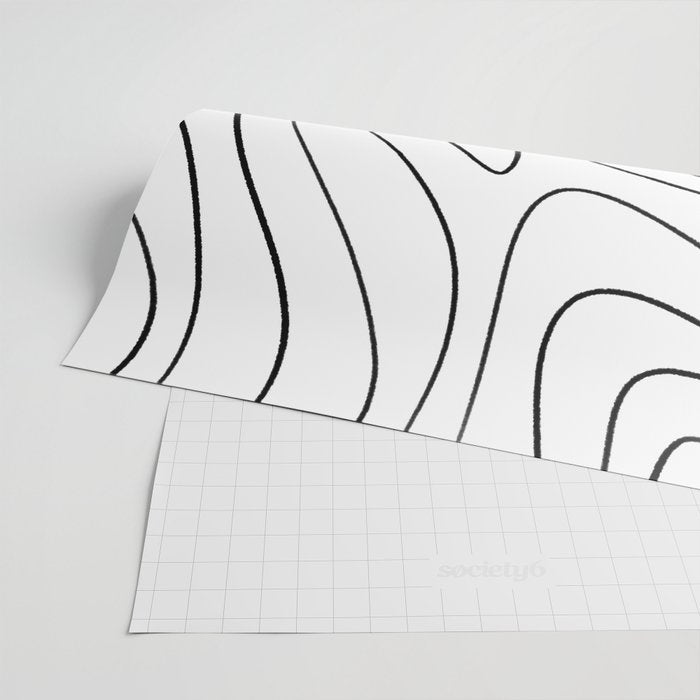 Minimalist Topographical Abstract in Black and White Wrapping Paper Gallery Image 2