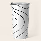 Minimalist Topographical Abstract in Black and White Travel Mug Gallery Image 3