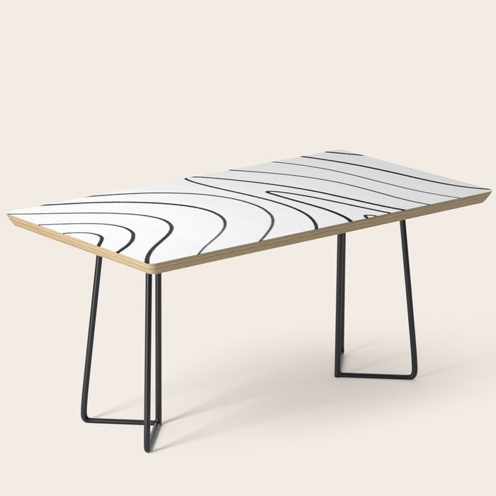 Minimalist Topographical Abstract in Black and White Coffee Table Gallery Image 1