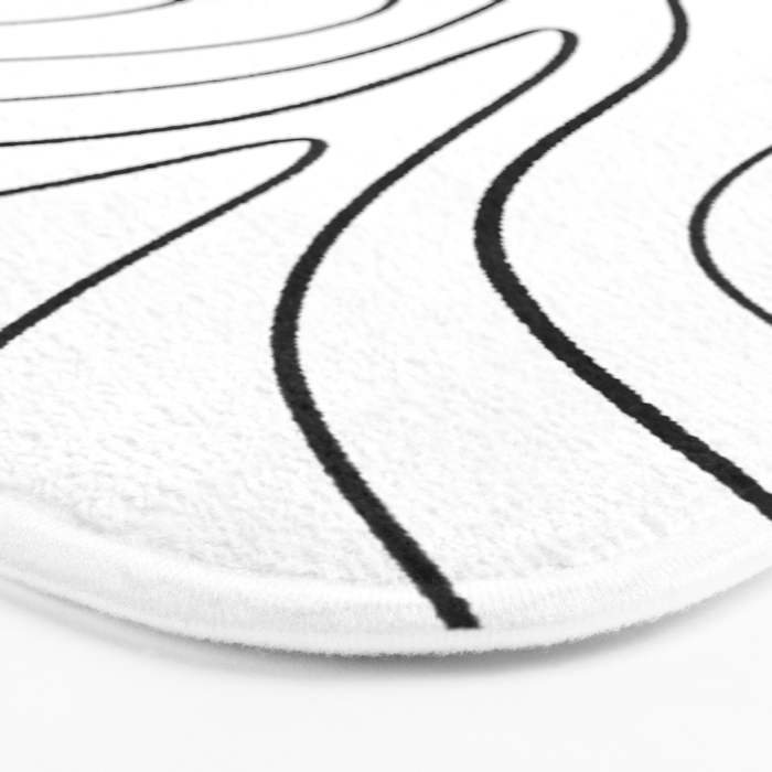 Minimalist Topographical Abstract in Black and White Bath Mat Gallery Image 3