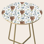 Highland Cow, Highland Cows with Flowers, Flower Crown, Floral Print, Watercolor Side Table Gallery Image 2