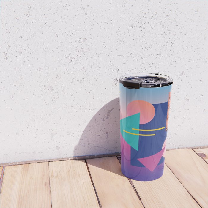 Memphis pattern 79 - 80s / 90s Retro Travel Mug Gallery Image 4