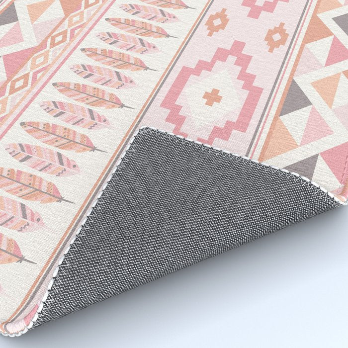 Pink Boho Tribal Aztec Rug Gallery Image 4