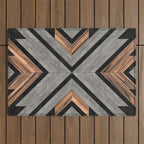 Urban Tribal Pattern No.2 - Concrete and Wood Outdoor Rug Gallery Image 1