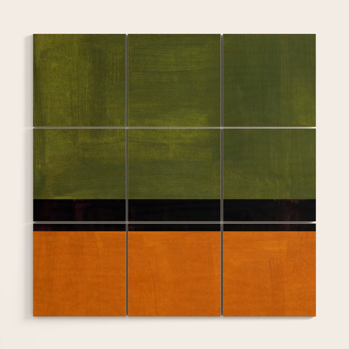 Olive Night Color Field Mid Century Modern Minimalist Wood Wall Art Gallery Image 1